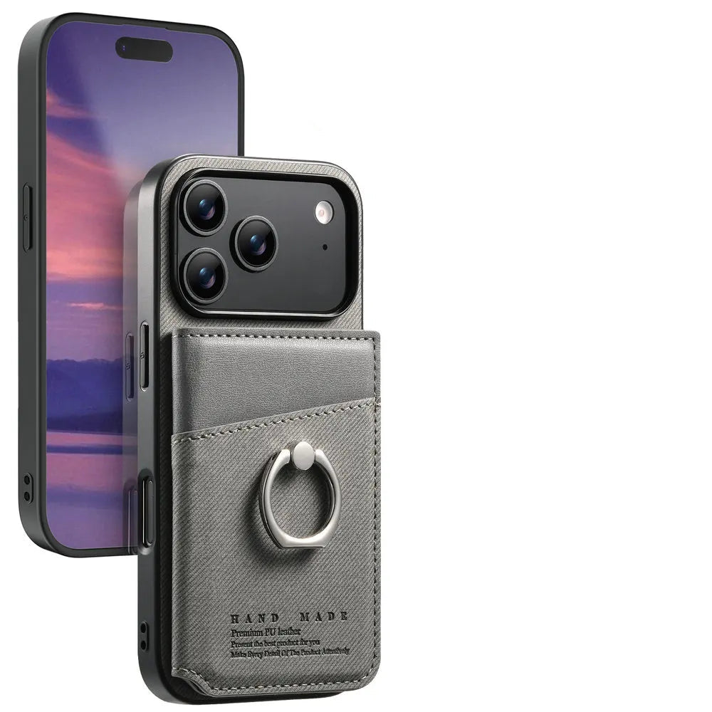 Protective Leather Wallet Case with Card Holder for iPhone 17 Series