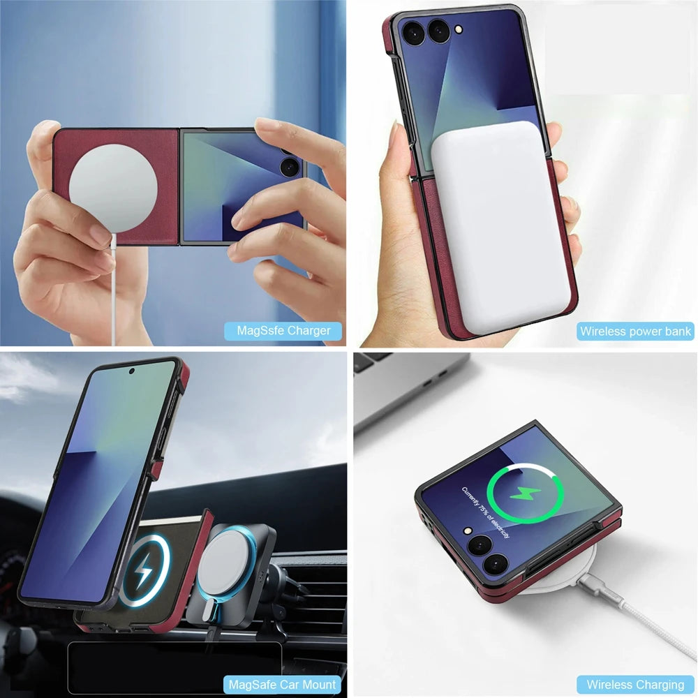 Samsung Galaxy Z Flip 7 Magnetic Leather Case