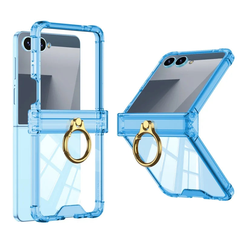 Slim Luxury Hinge Protection Case with Ring Holder for Samsung Galaxy Z Flip 7