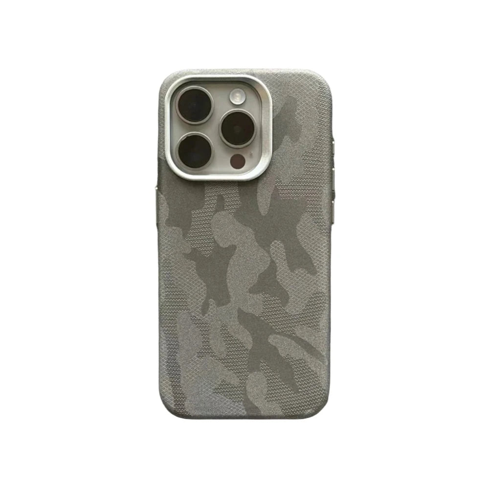 Camouflage Leather MagSafe Shockproof Armor Case for iPhone 14 Series