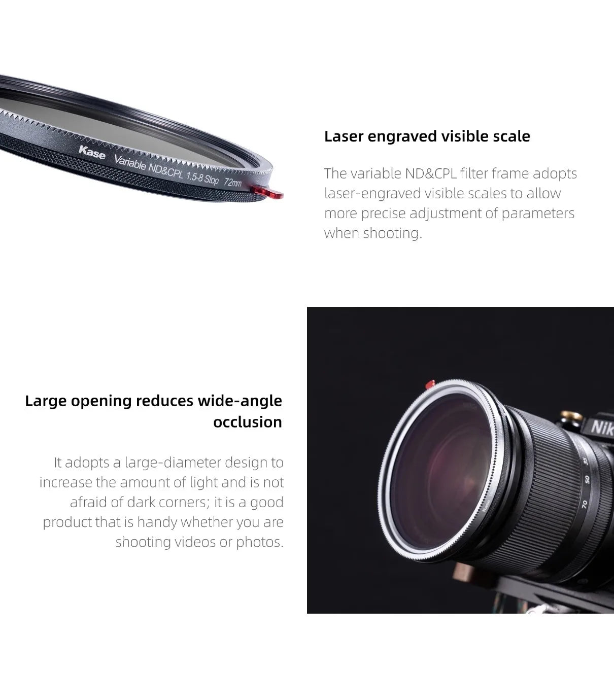 Kase ND1.5-8 Variable ND + CPL Polarizing Filter