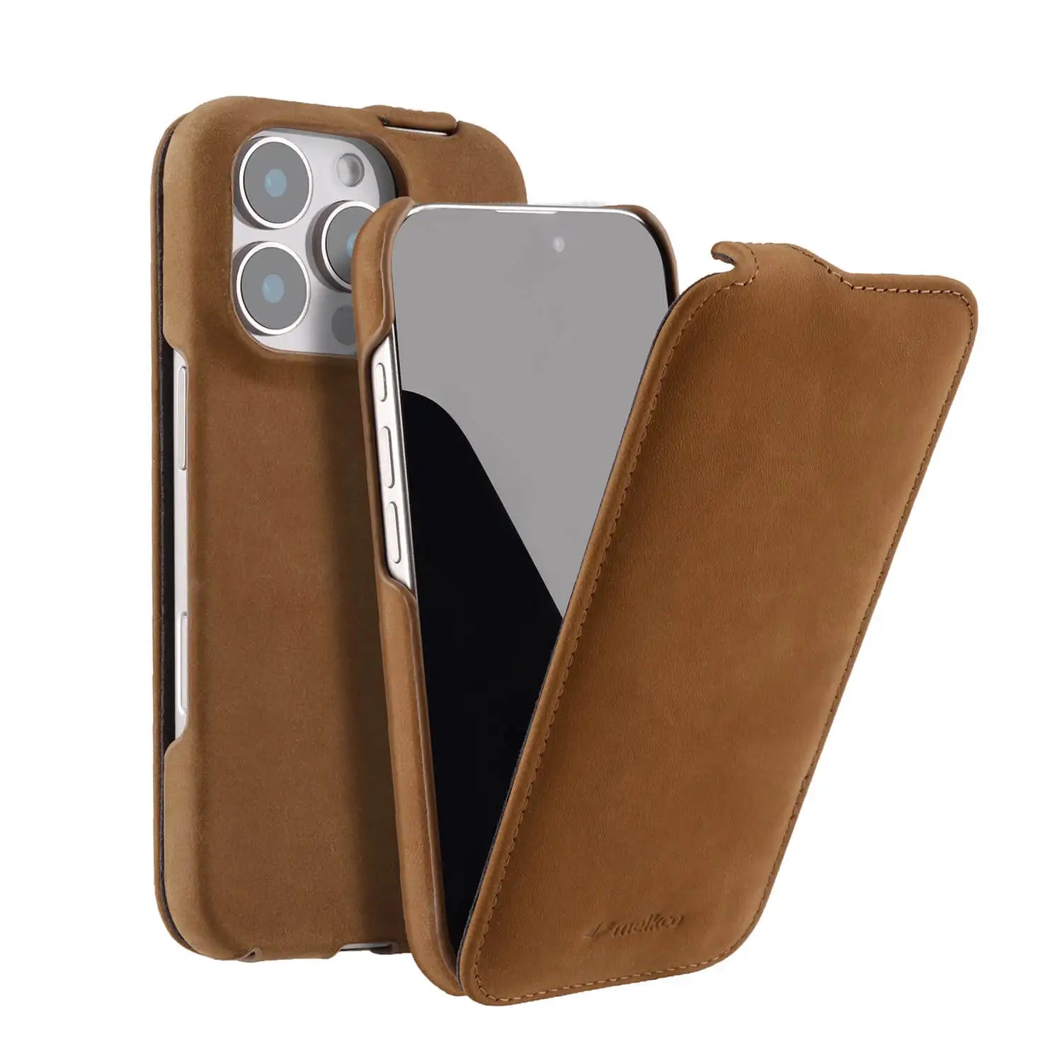 Premium Genuine Leather Magnetic Flip Case for iPhone 16 Series