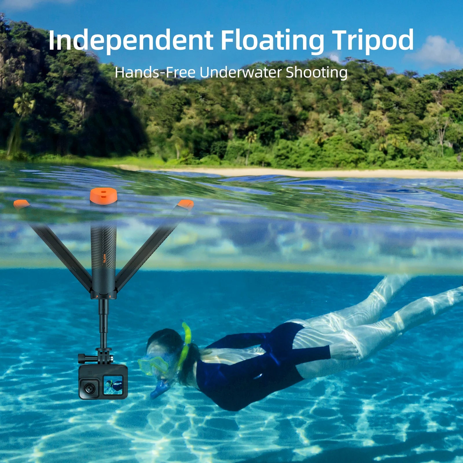 TELESIN Underwater Buoyancy Selfie Stick & Extendable Tripod for Action Cameras