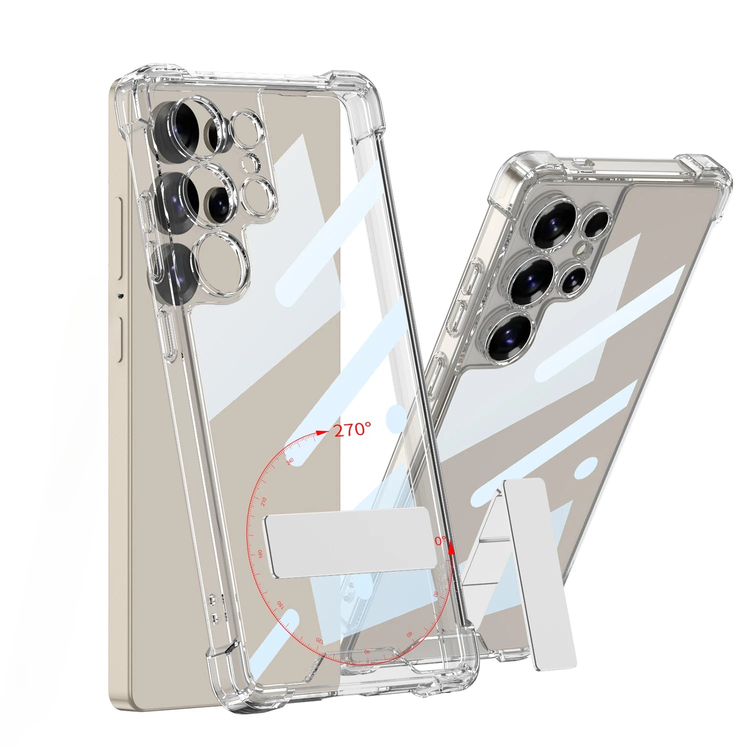 Samsung Galaxy S25 Ultra Transparent Shockproof Case with Rotating Bracket