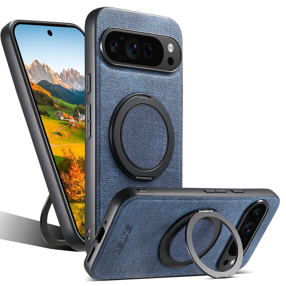 Google Pixel 9 Series Denim Magnetic Case with 360° Ring Bracket & Kickstand