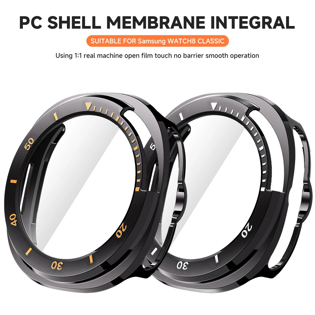 PC Case with Tempered Glass Screen Protector for Samsung Galaxy Watch 8 Classic