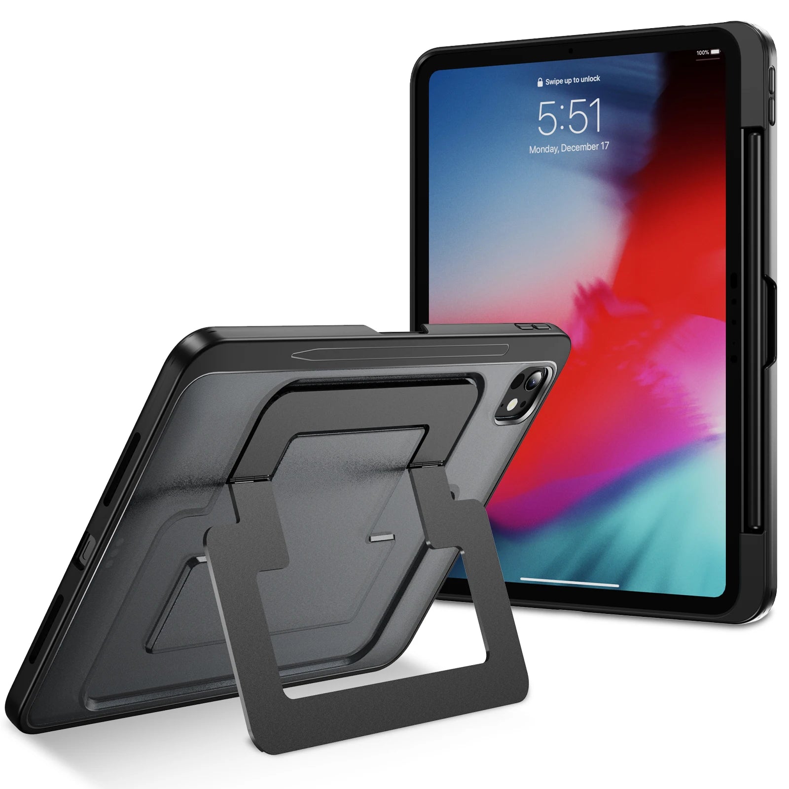 iPad Pro M4 (2024) Acrylic Case with Shockproof Protection & Metal Kickstand Grip