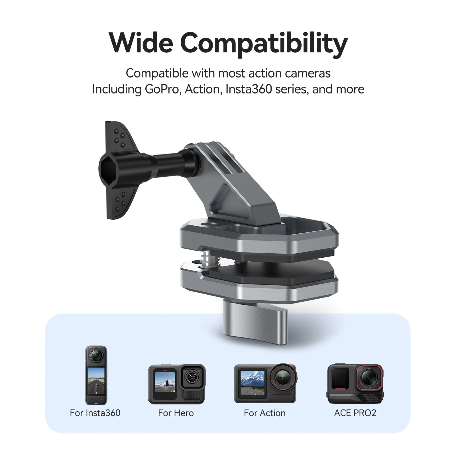 TELESIN Windshield Clamp Mount for Action Cameras