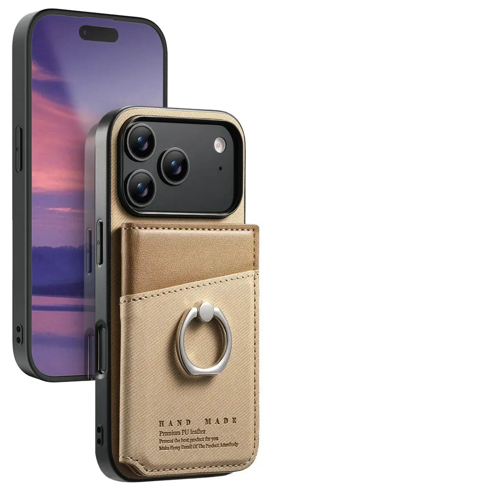 Protective Leather Wallet Case with Card Holder for iPhone 17 Series