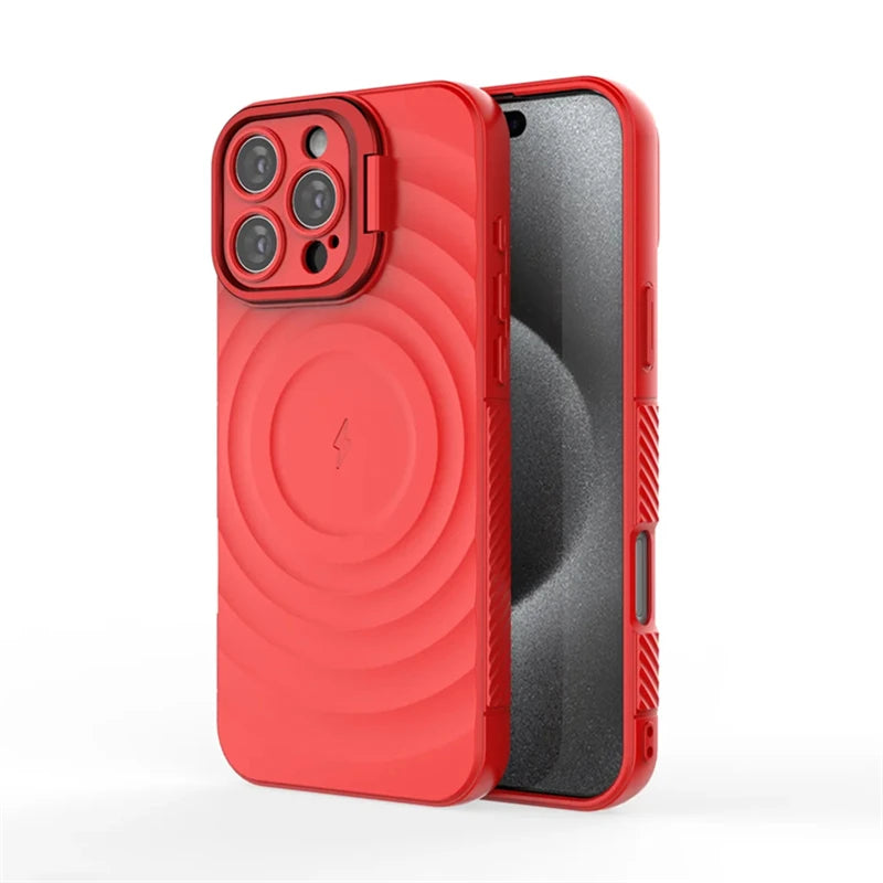 Shockproof MagSafe Case with Folding Camera Stand for iPhone 15 Series
