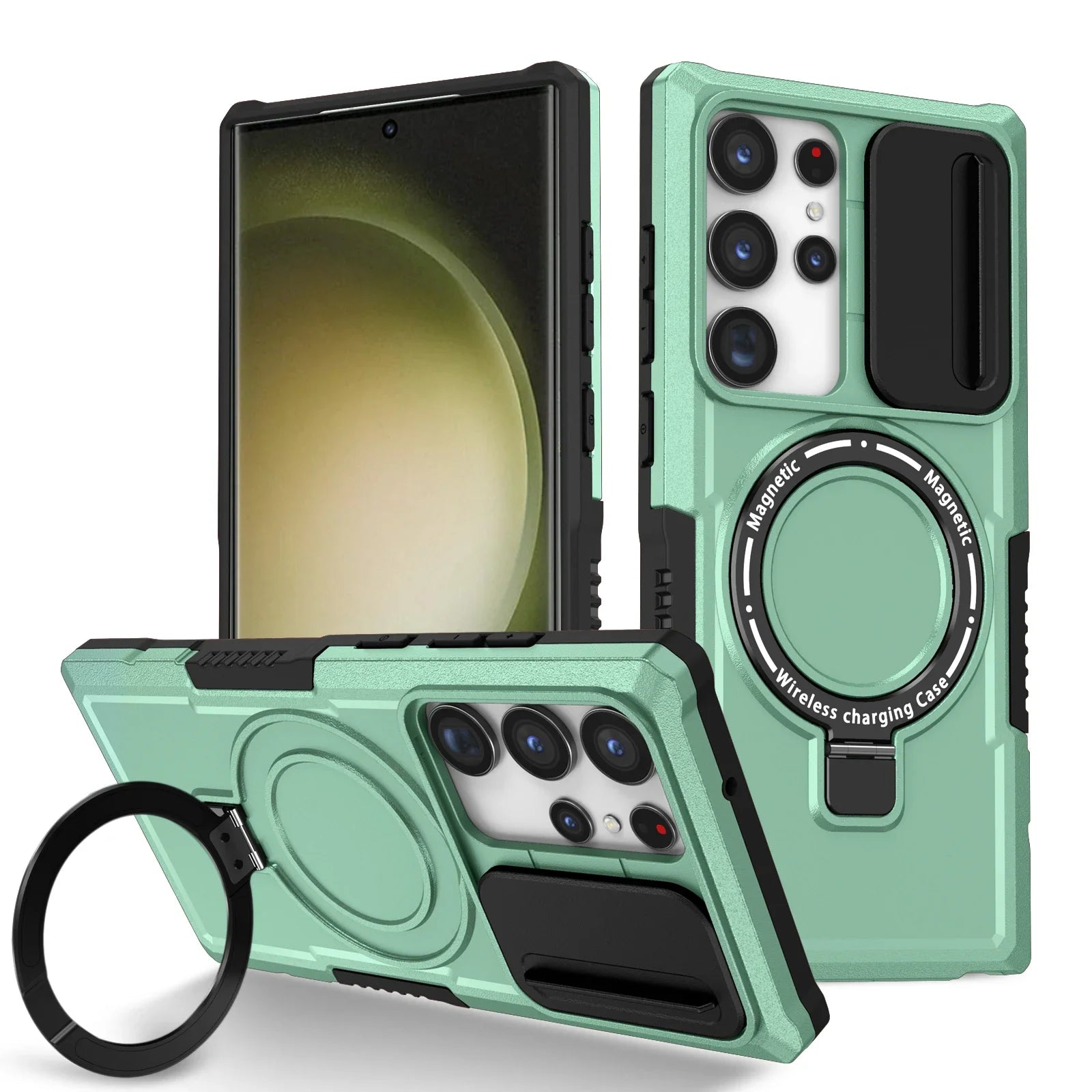 Samsung Galaxy S25 Series Magnetic Hybrid Armor Case with Ring Holder