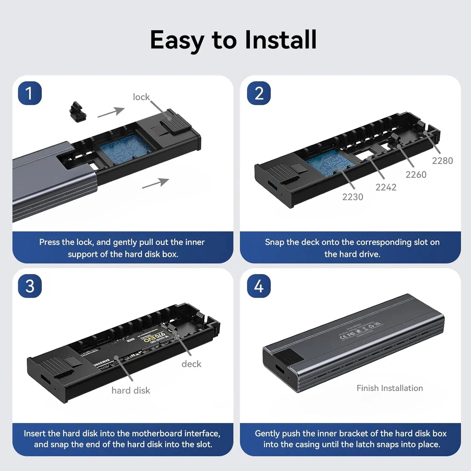 Minisopuru M.2 SATA & NVMe External SSD Enclosure