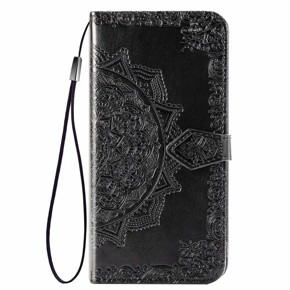 Premium Leather 3D Engraved Flip Wallet Case for iPhone 17 Series