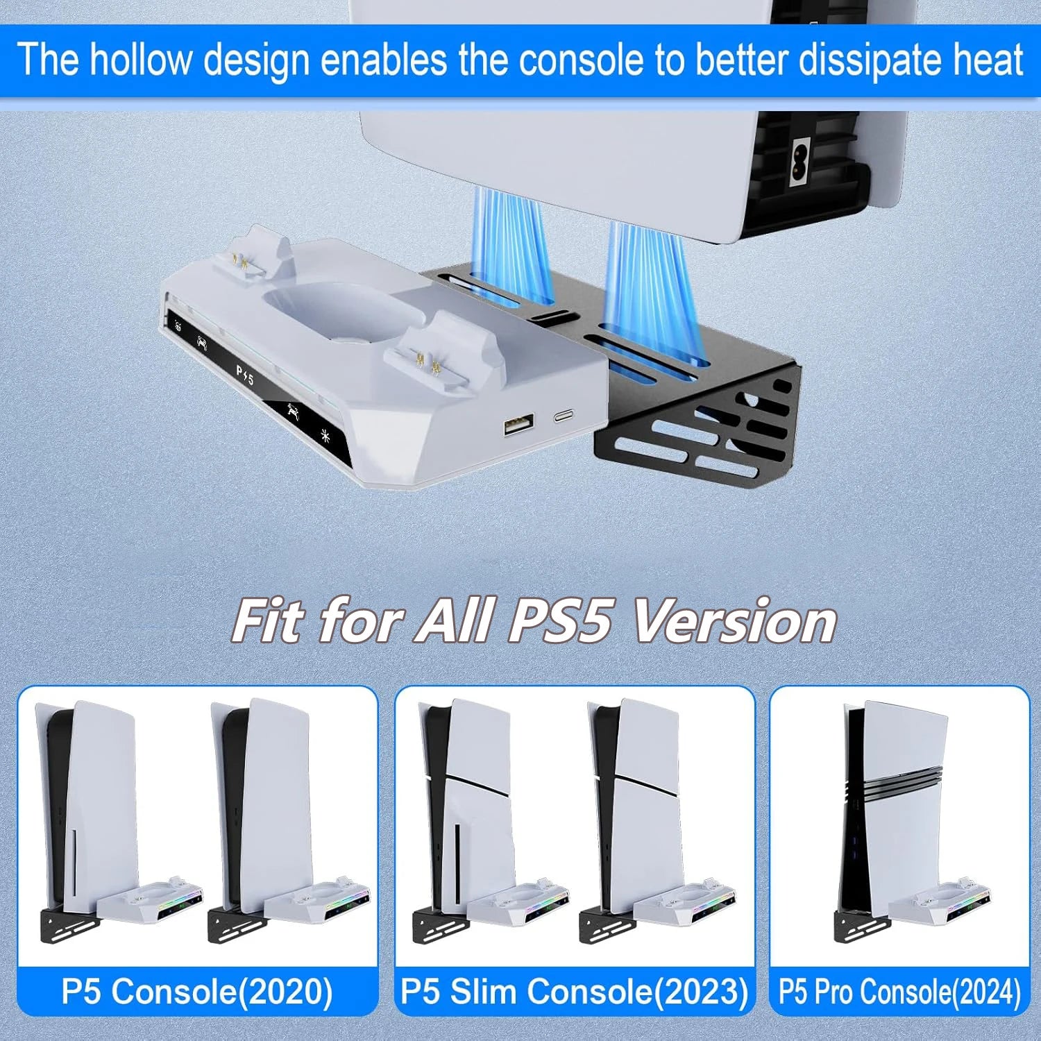 PlayStation 5 Pro RGB Wall Mount & USB Charging Hub