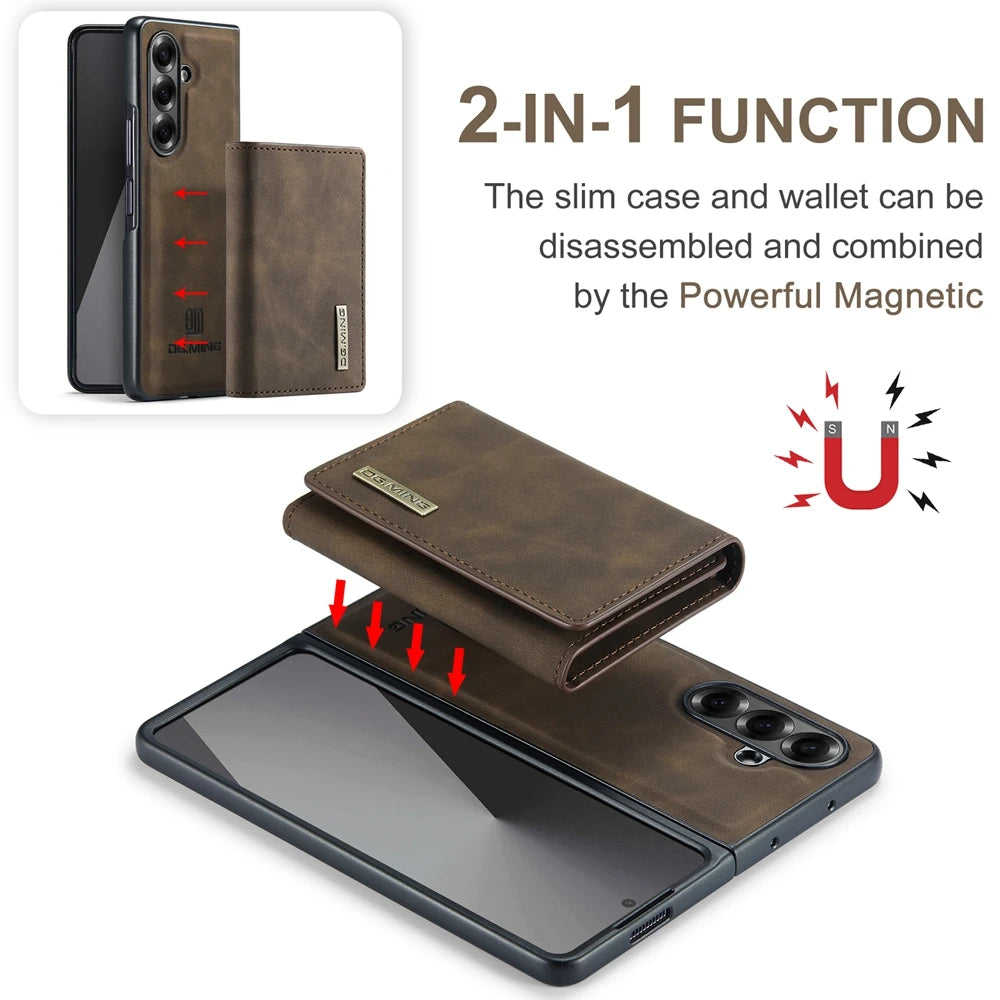 Samsung Galaxy Z Fold 7 Magnetic Leather Wallet Case with Card Slots