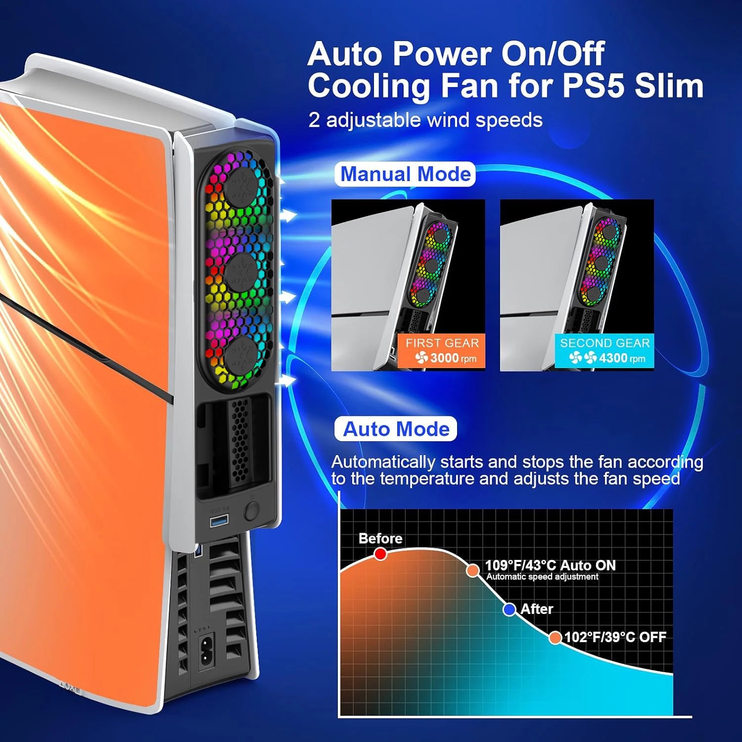 PlayStation 5 Pro Cooling Fan with LED Lights