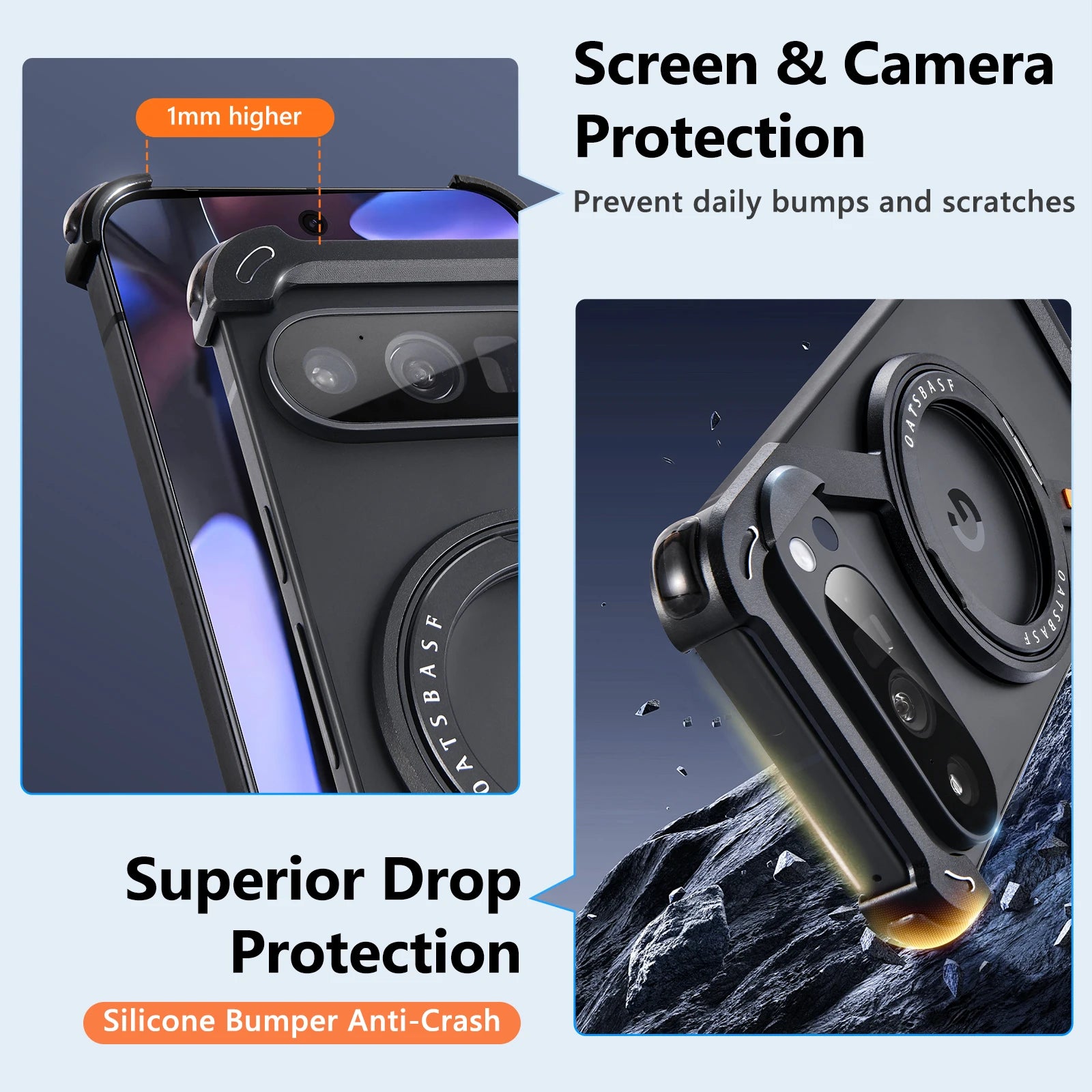 Shockproof Z-Shape Frameless  Aluminium Phone Case with Magnetic Ring for Google Pixel 9 Series