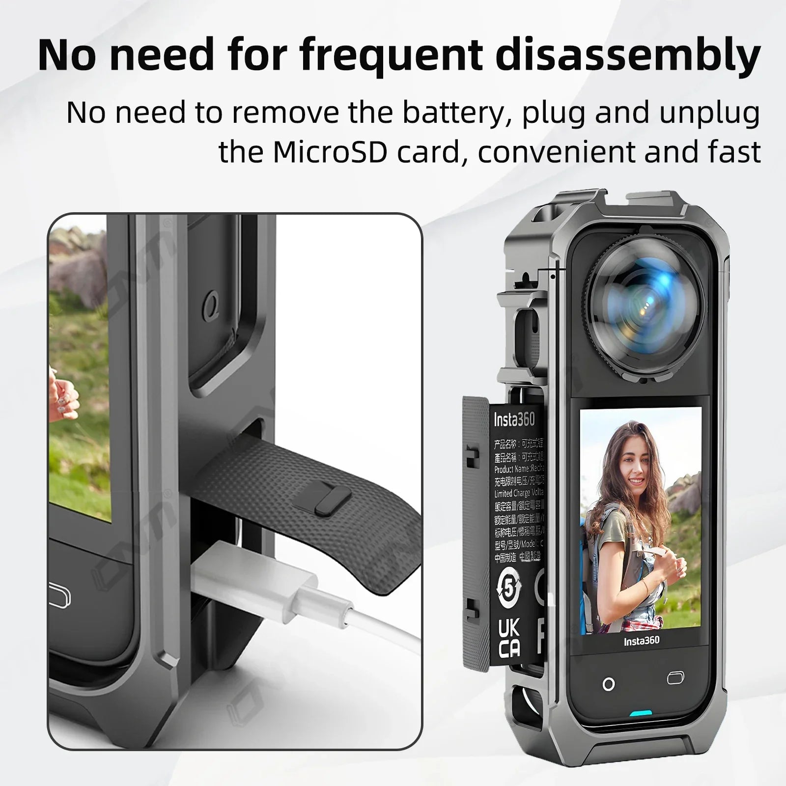 Aluminum Alloy Frame Case with Cold Shoe Mount for Insta360 X5