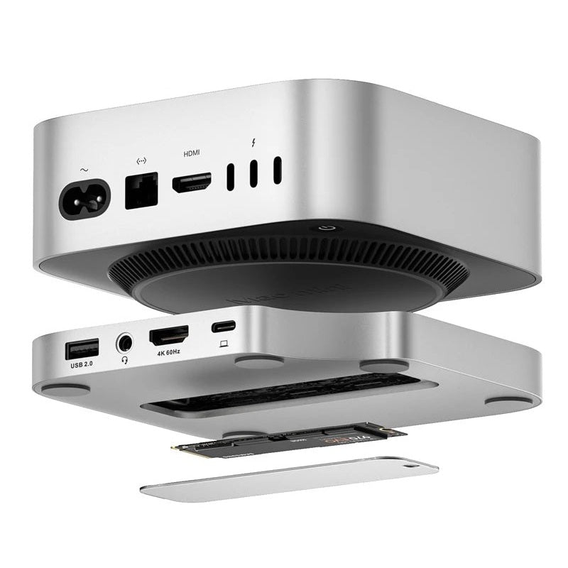 Minisopuru Mac Mini M4 Hub Dock Stand with M.2 SSD Enclosure