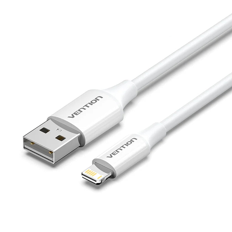 White USB to Lightning cable with Vention branding on a white background