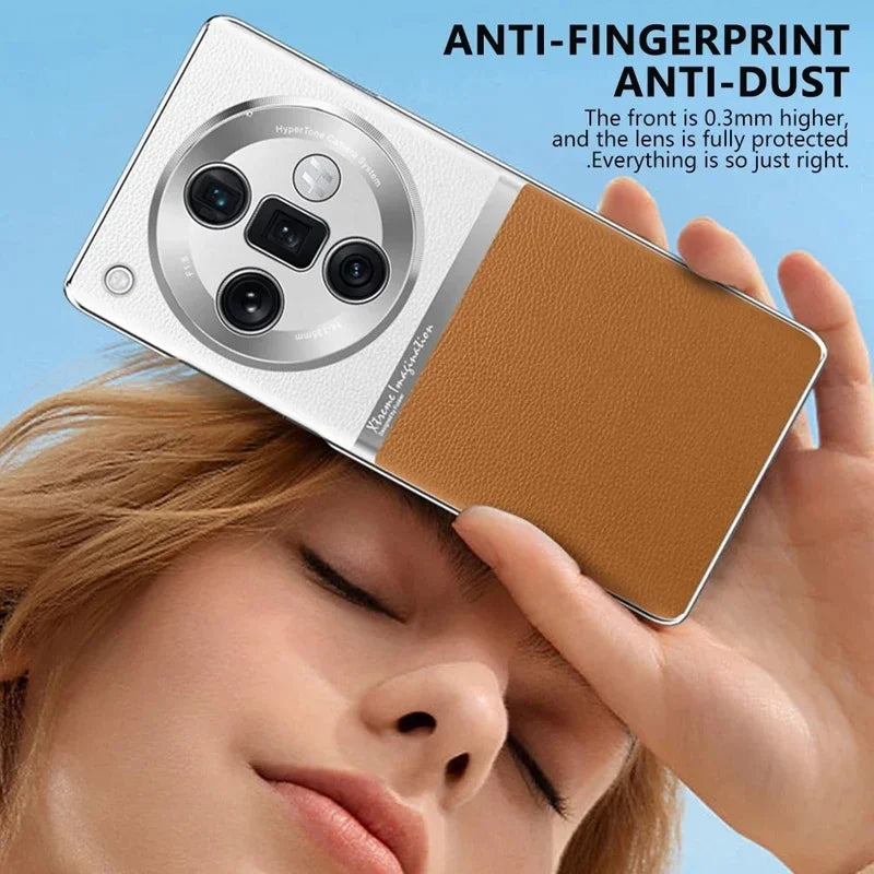 Luxury Electroplated Leather Case with Hard PC Frame for OPPO Find X7 and Find X7 Ultra