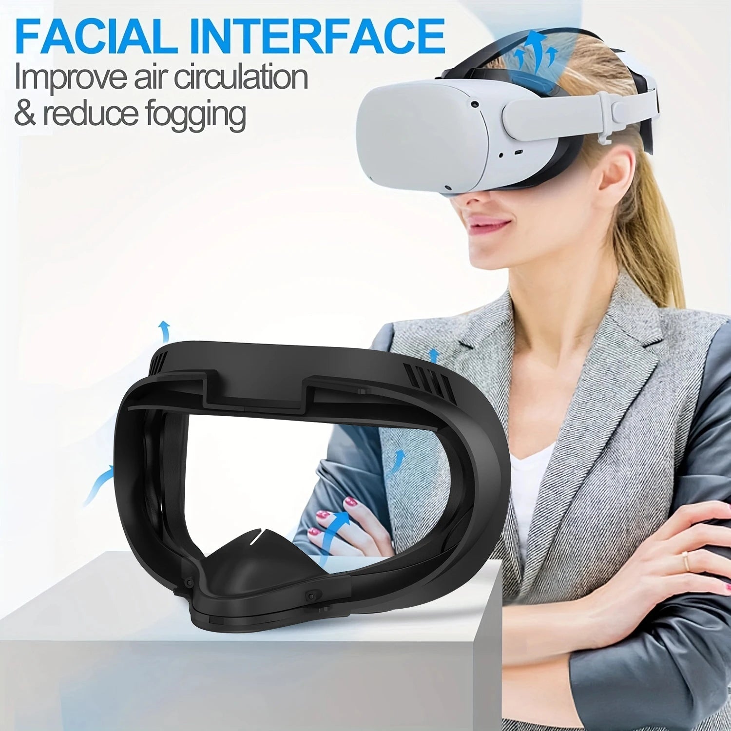 PU Leather Wide 3D Facial Interface Replacement for Meta Quest 2