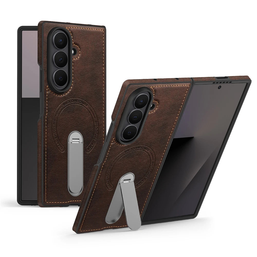 Premium Vintage Leather Magnetic Case for Samsung Galaxy Z Fold 6