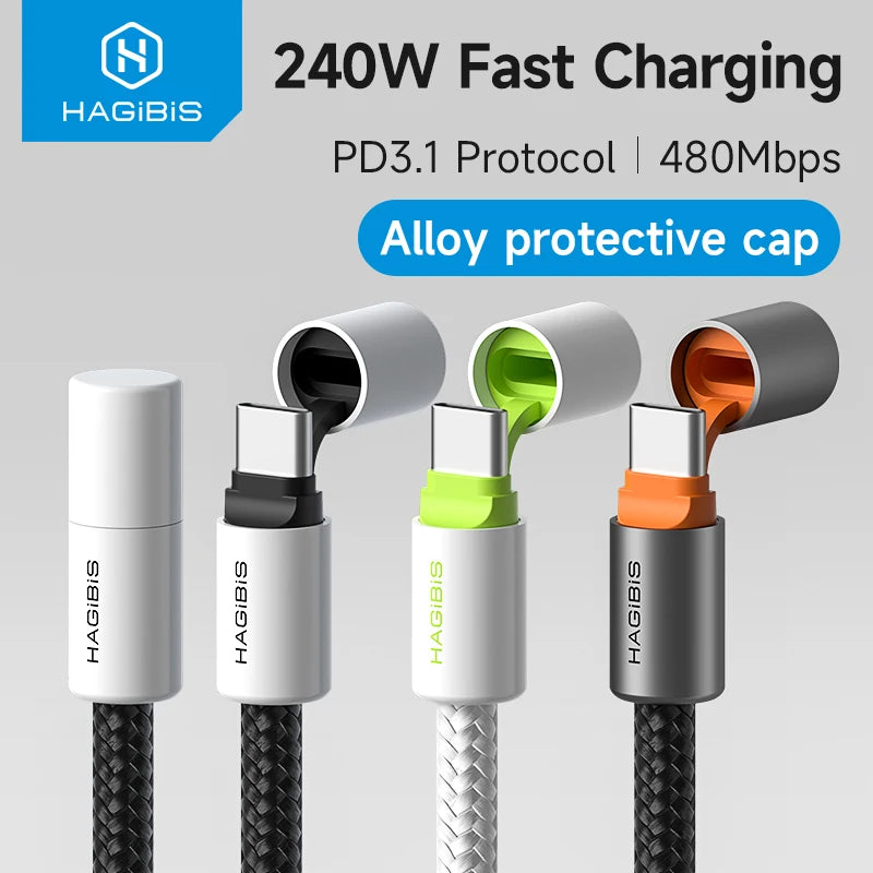 Hagibis 240W USB-C PD 3.1 Cable with Protective Cap