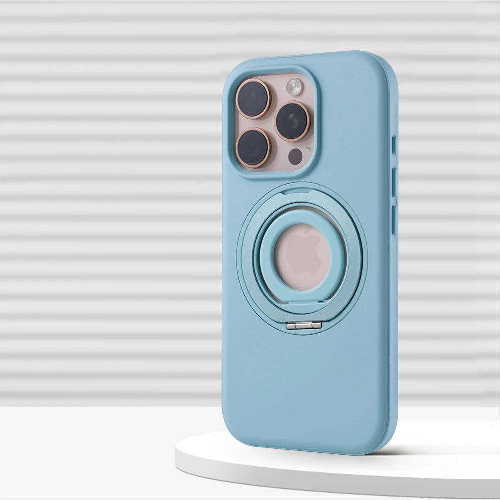 iPhone 16 Series Protective Armor Hollow MagSafe Case with 360° Rotating Ring Stand