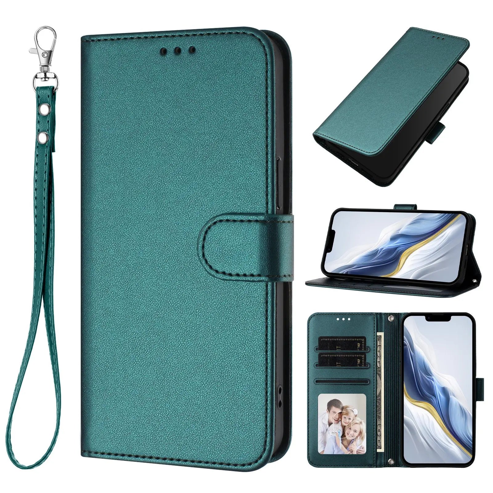 iPhone 15 Series Book-Style Leather Case with Wallet Function