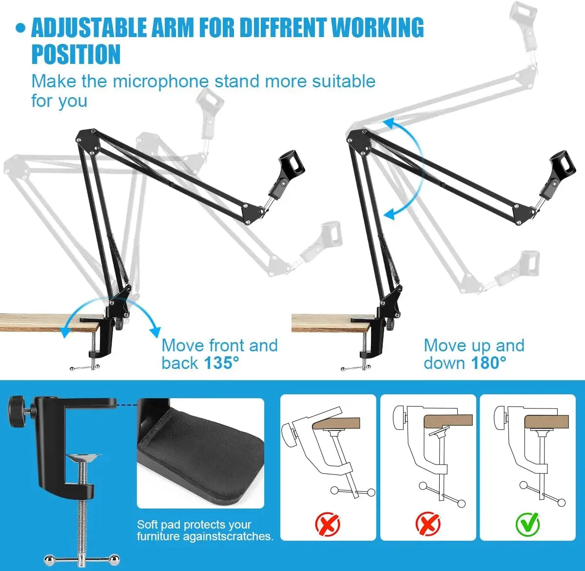 High-Quality Metal Scissor Arm Mic Stand