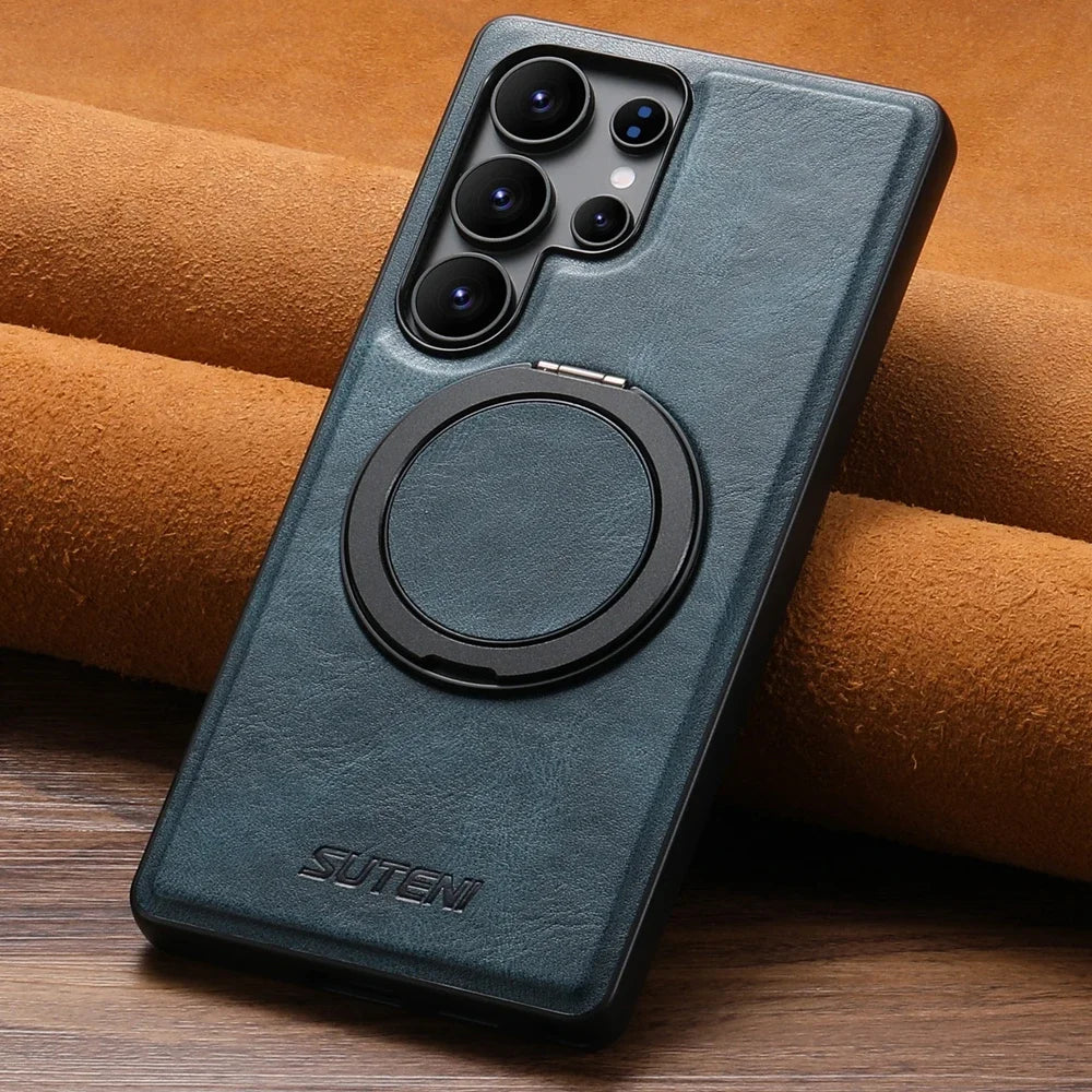 Samsung Galaxy S25 Ultra Magnetic Leather Case with Kickstand