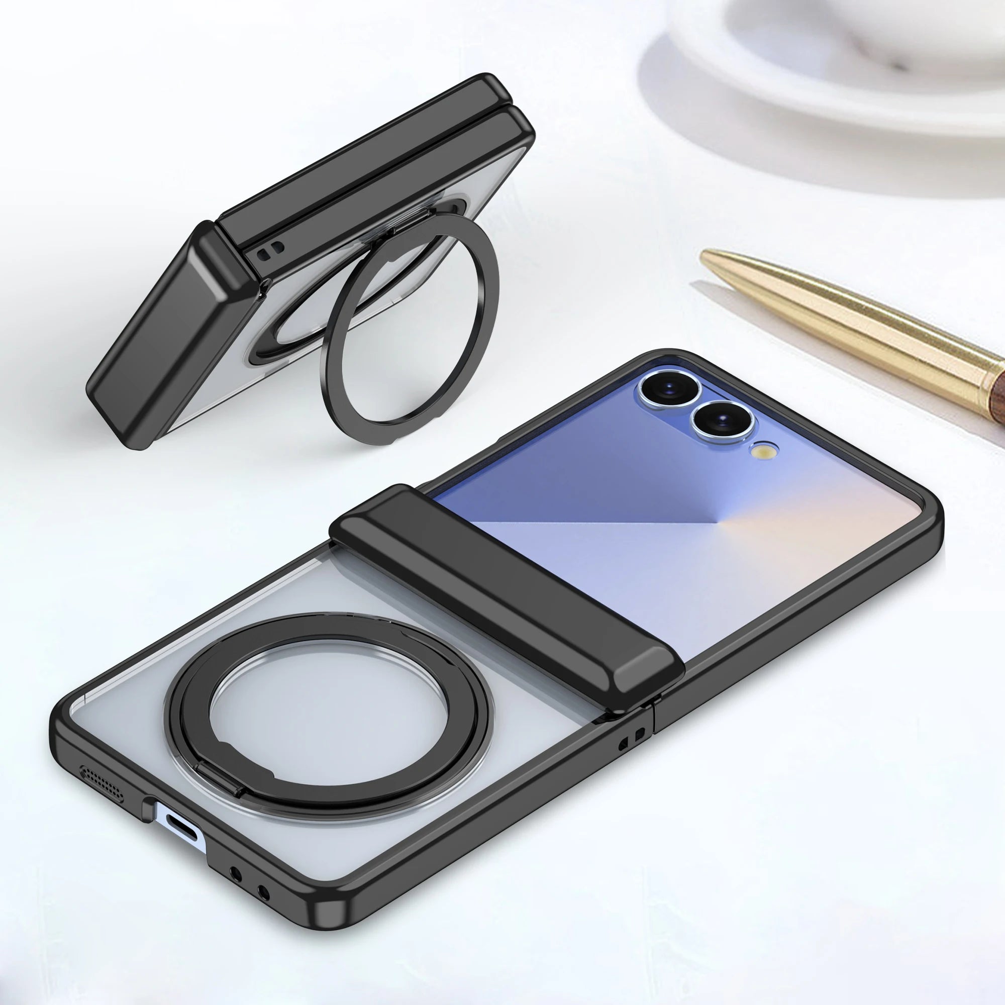Samsung Galaxy Z Flip 7 Electroplated Magnetic Case with 360° Rotating Bracket