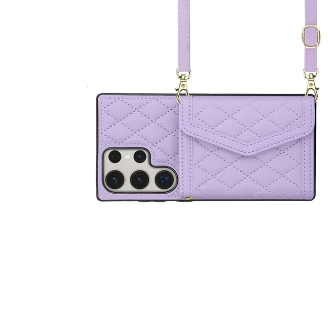 Crossbody Leather Wallet Case with Card Slots & Lanyard for Samsung Galaxy S25 Series