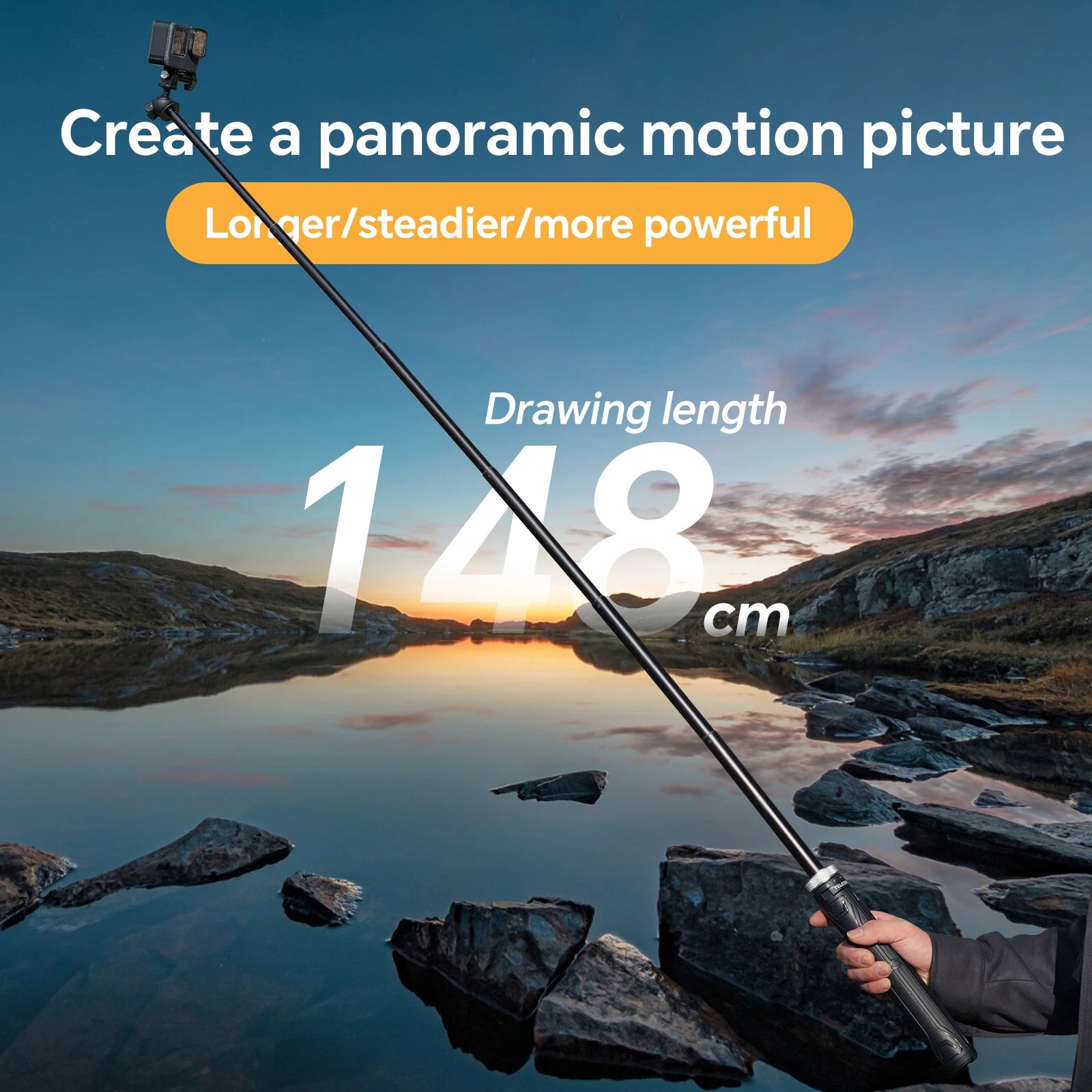 TELESIN 360° Rotating Foldable Selfie Stick Tripod for Action Cameras