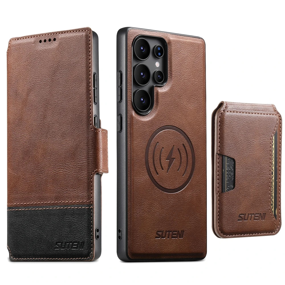 3-in-1 Magnetic Leather Wallet Case with Card Holder for Samsung Galaxy S25 Ultra