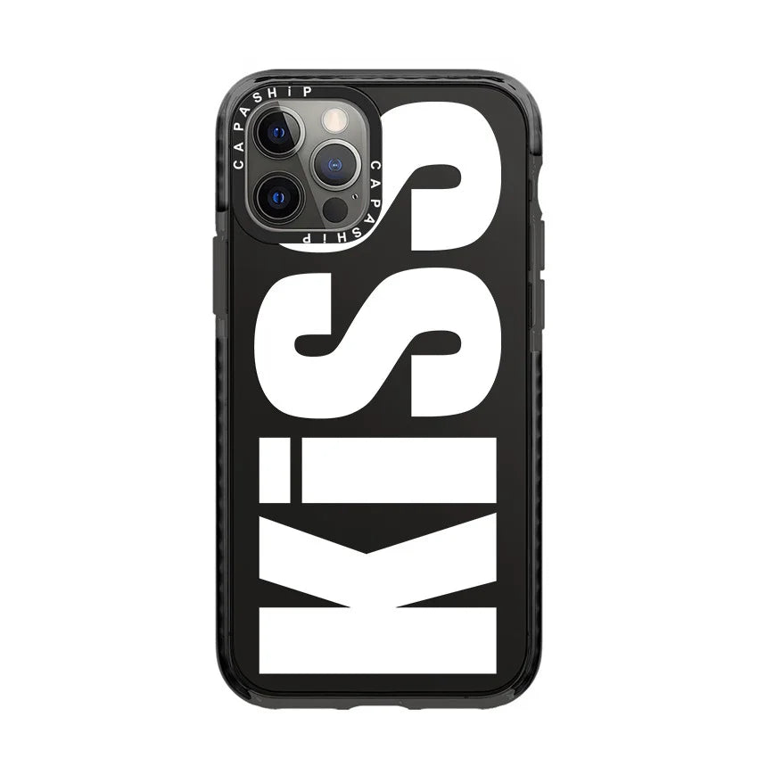 Fashionable Letters “Kiss” Phone Case for iPhone 16 Series
