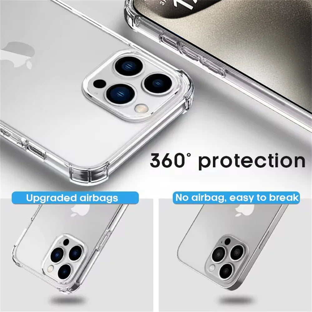 Crystal Clear Shockproof Silicone Case for iPhone 16 Series