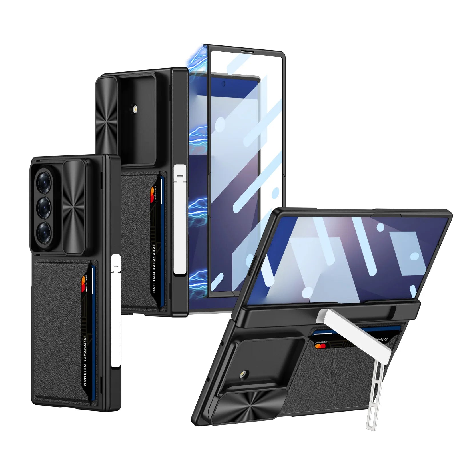 Shockproof Samsung Galaxy Z Fold 7 Case with Sliding Lens Cover & Folding Stand