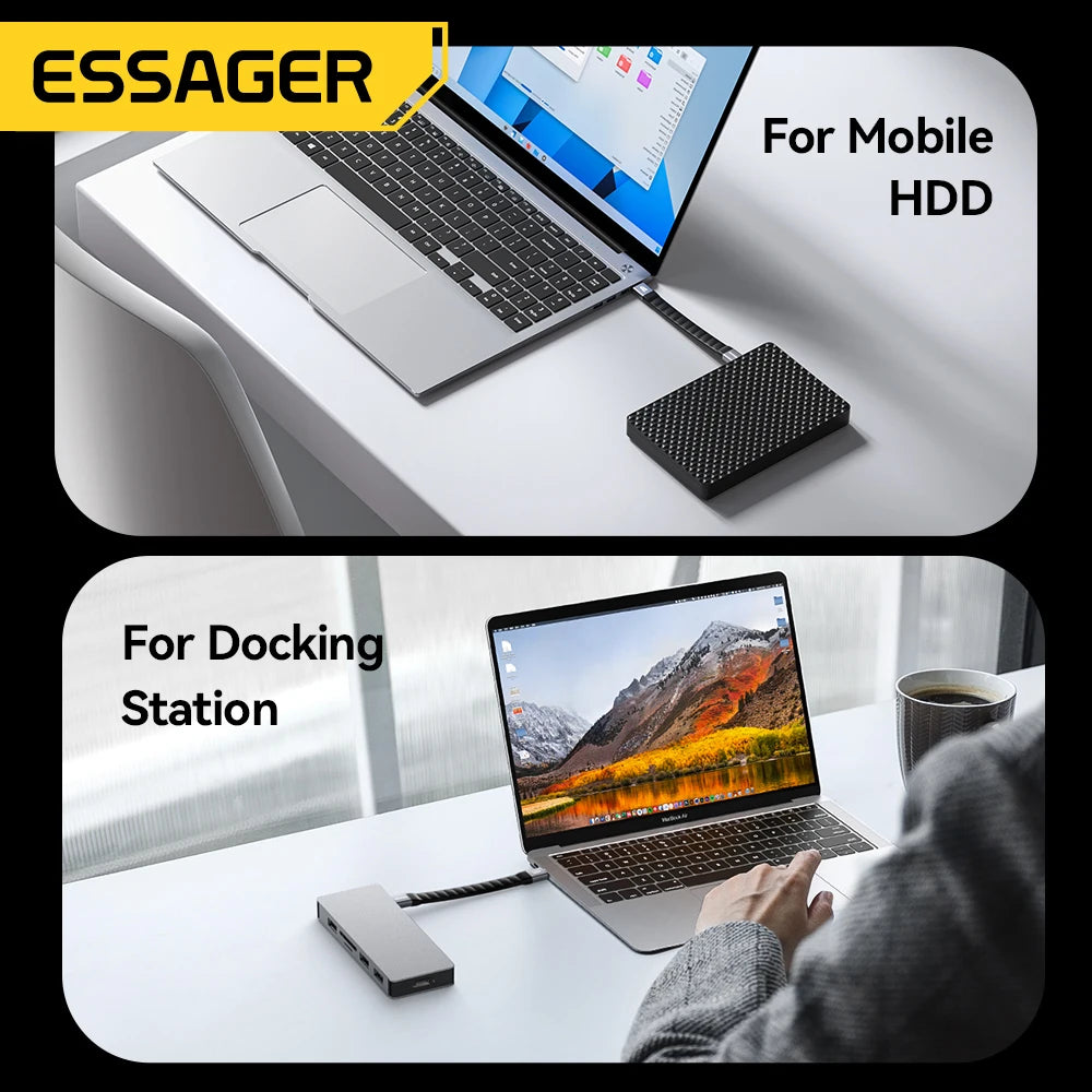 Essager 240W USB4 Type-C Cable with 40Gbps Data and 8K Video Support
