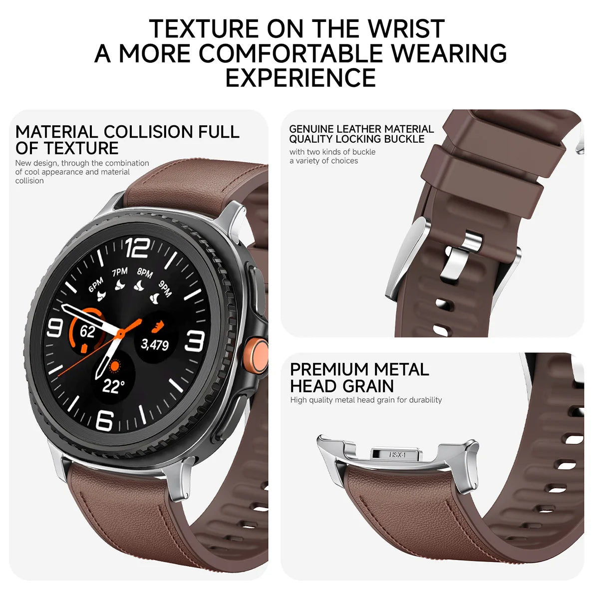 Premium Leather Replacement Bracelet for Samsung Galaxy Watch 8 / Galaxy Watch 8 Classic
