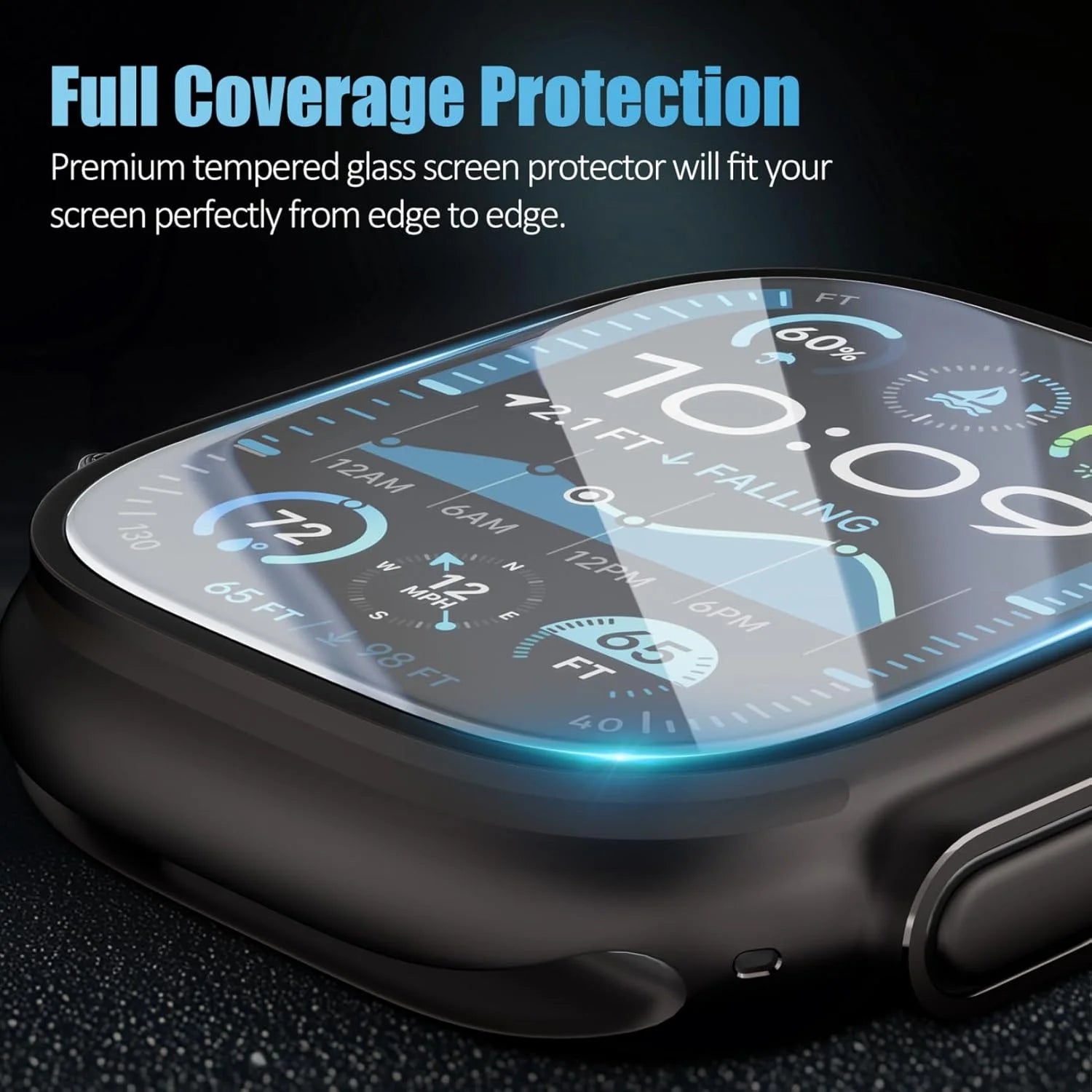 Full Film Tempered Glass Screen Protector with Auto-Alignment for Apple Watch Ultra 2