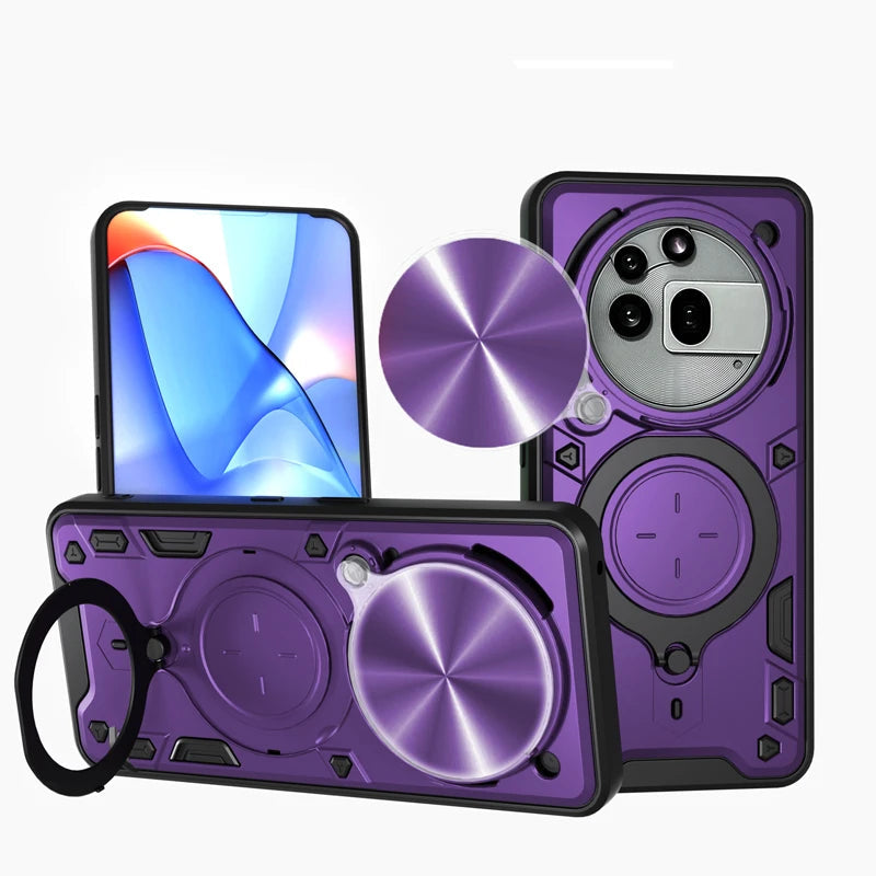 Anti-Drop Magnetic Case with 360° Rotating Ring Stand for Nothing Phone 3a / 3a Pro