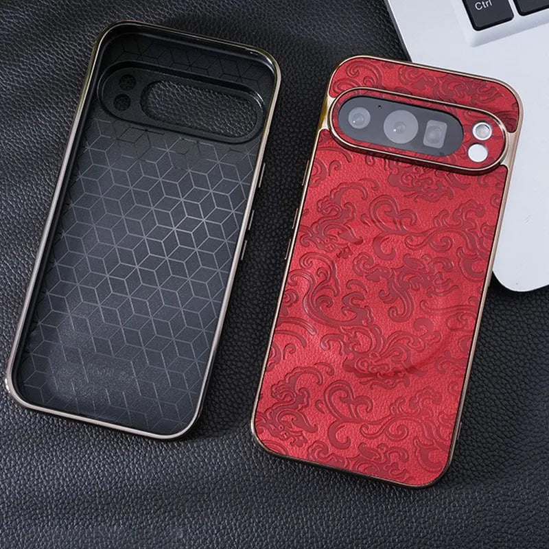 Vintage Flower Leather Magnetic Case for Google Pixel 9 Series