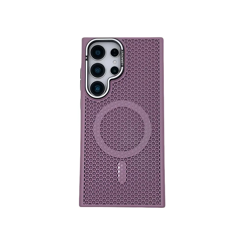 Honeycomb Grid Mesh Cooling Magnetic Phone Case with Lens Protector for Samsung Galaxy S25 Series