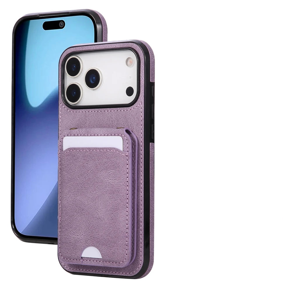 Premium Leather Phone Wallet Case with Lanyard and Stand for iPhone 17 Series