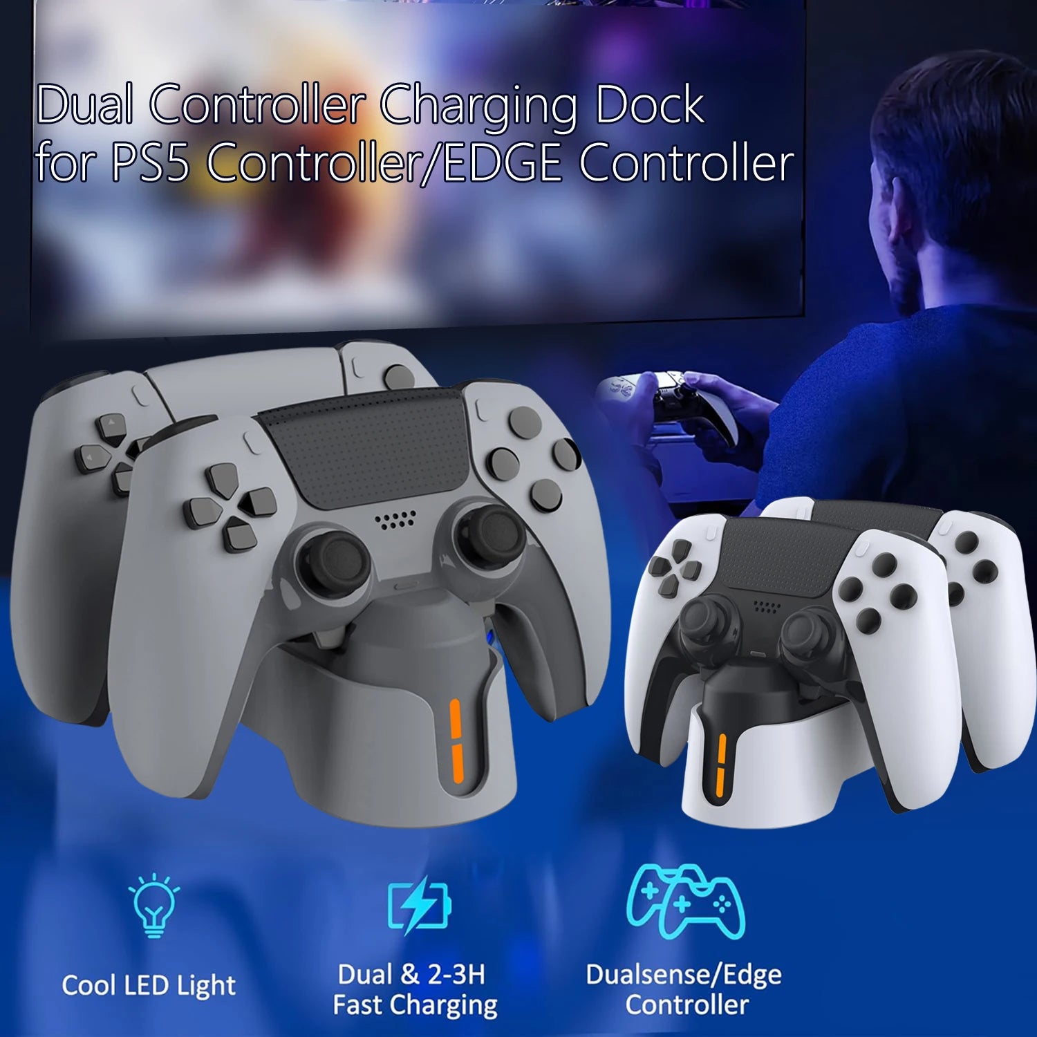 Dual Controller Charging Station for PS5 DualSense & Edge Controllers