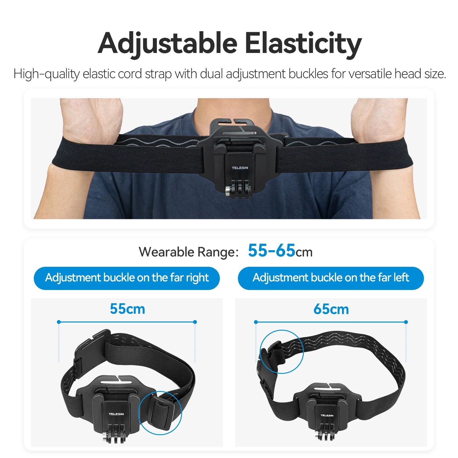 TELESIN 2-in-1 Head Strap & Hat Clip for Action Cameras