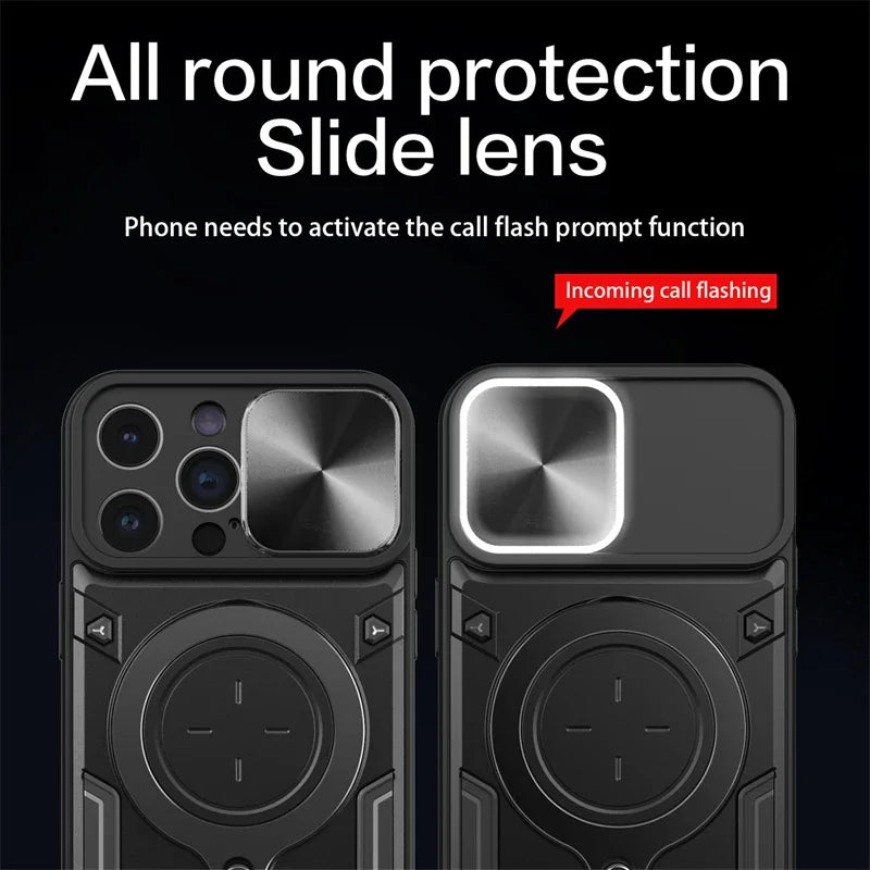 iPhone 16 Series Luxury Armor Magnetic Case with Slide Camera Protection