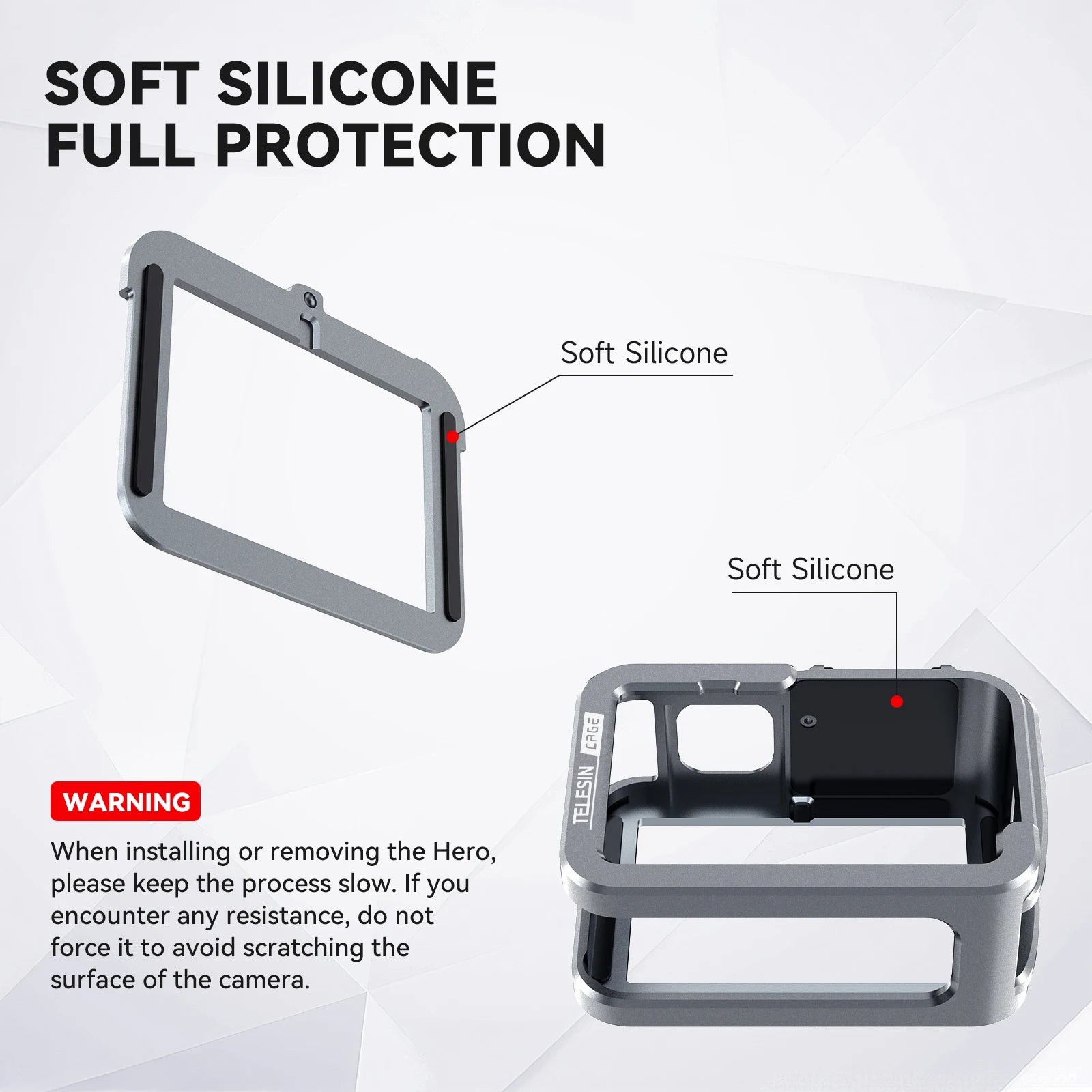 TELESIN Aluminium Alloy Frame Case for GoPro Hero Action Cameras